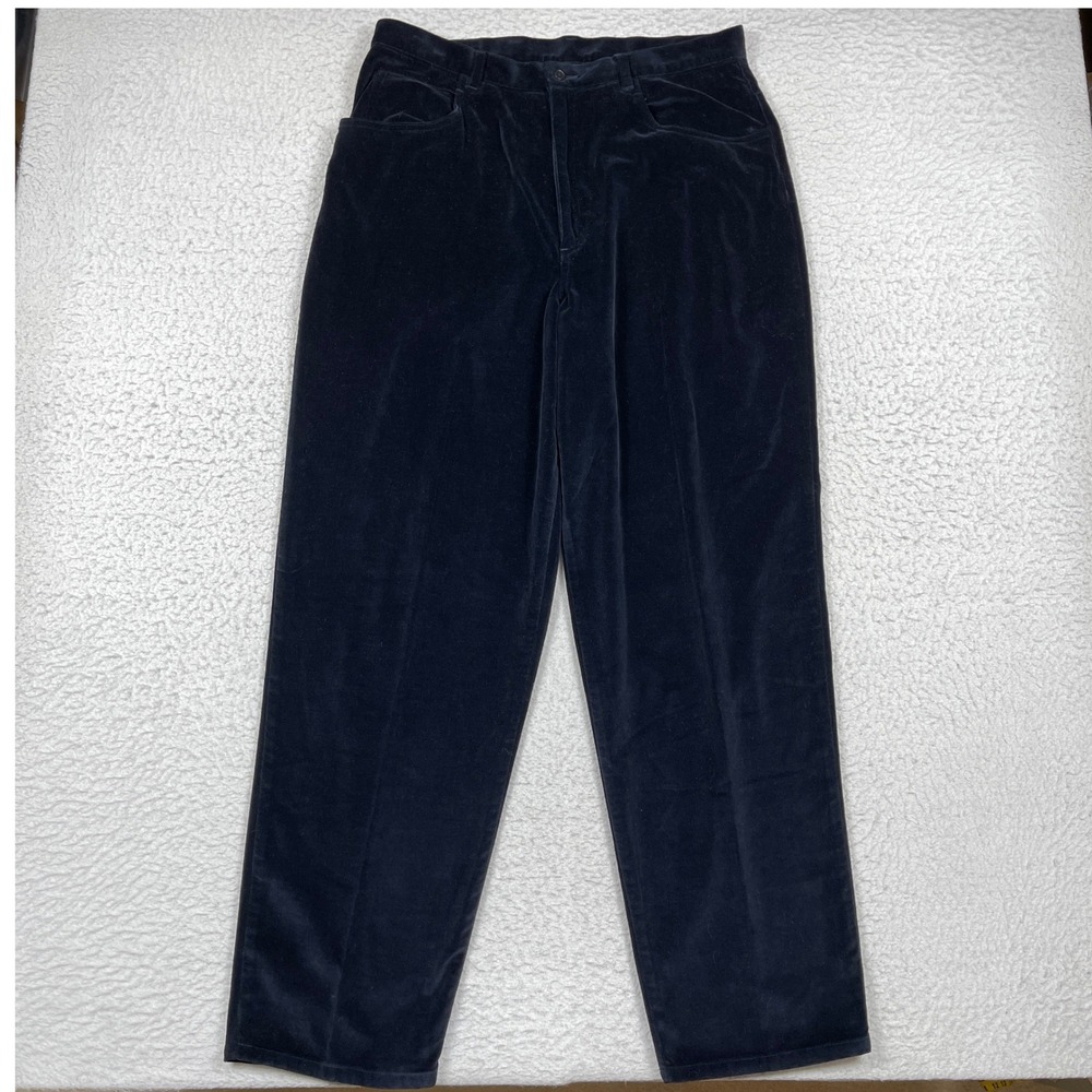 Lauren Ralph Lauren Pants Womens 16 Navy Velvet Straight Leg VTG Luxury Holiday